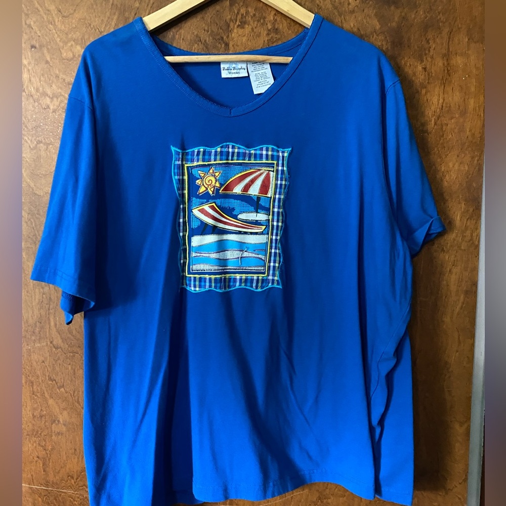 26w Bobbie Brooks Blue Shirt With Summer Pool Design